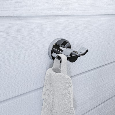 Croydex Metra Flexi-Fix Screw or Glue Double Bath Robe & Towel Hook in Chrome