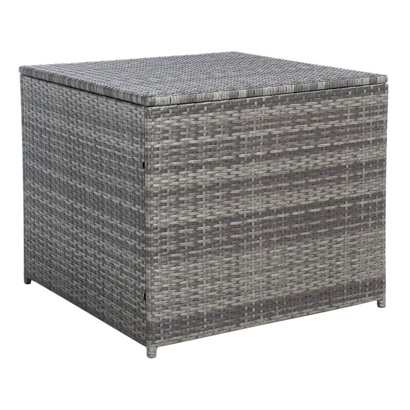 SAFAVIEH Helga Outdoor 4-Piece Conversation Patio Set with Storage - 57"W x 31"D x 26"H