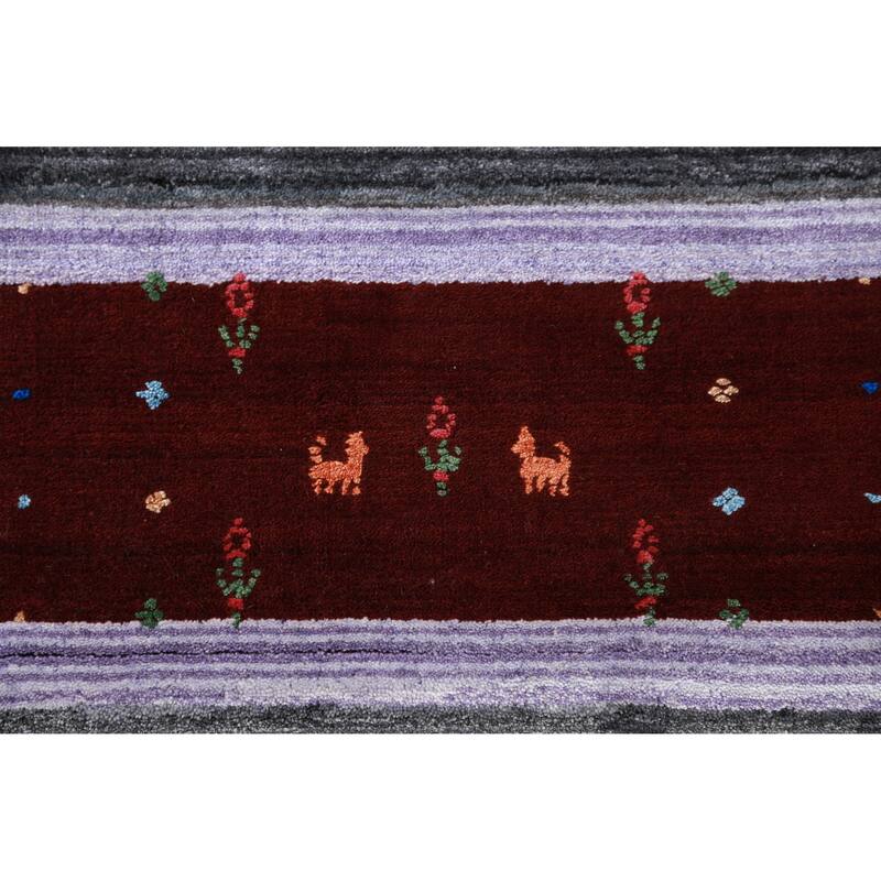 Hand Knotted Oriental 100% Wool Carpet Tribal Tribal Greys & Charcoal Gabbeh Area Rug - 10' 1'' X 8' 3''