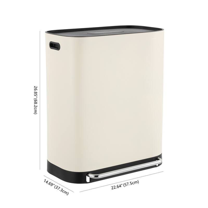happimess Beni Kitchen Trash/Recycling 16-Gallon Double-Bucket Step-Open Trash Can, Chrome
