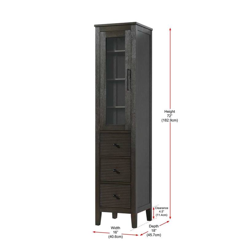 Kensington 16-28 Inch Bath Storage Glass Cabinet