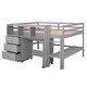 preview thumbnail 12 of 13, Gray Full Pine Low Loft Bed with Desk and Drawers