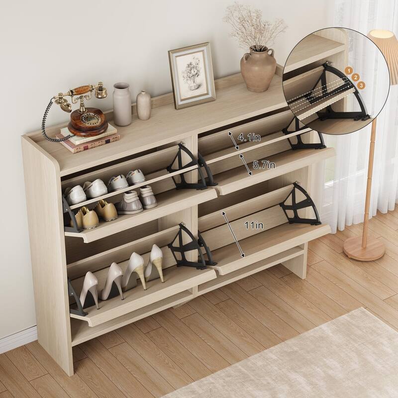 Drawer Wooden Shoe Cabinet with Adjustable Shelves