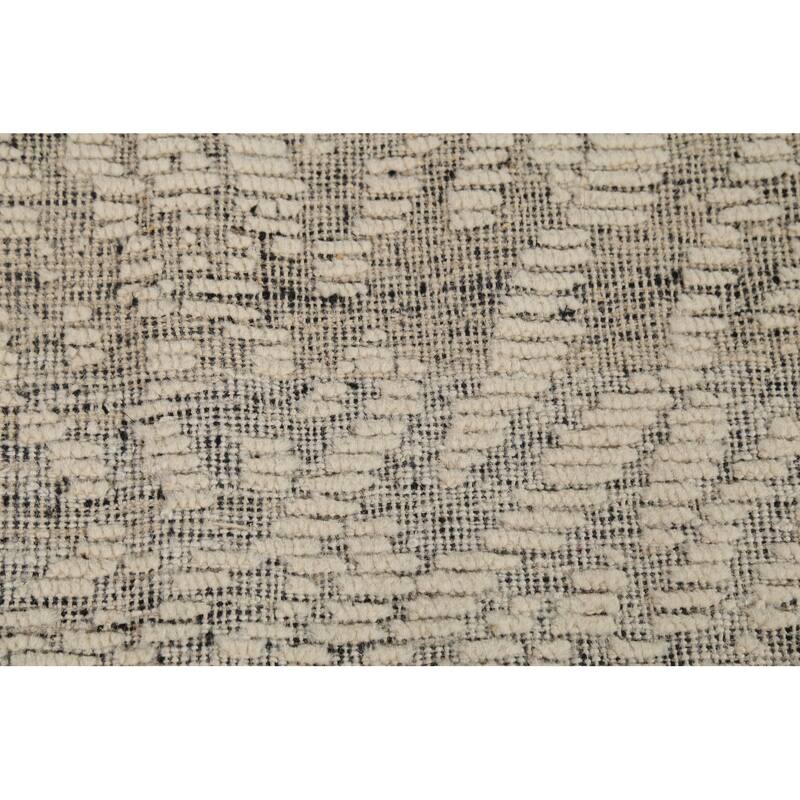 Beige Abstract Moroccan Oriental Area Rug Hand-Knotted Wool Carpet - 4'11"x 8'3"