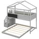 preview thumbnail 17 of 17, Modern Twin Over Full House Bunk Bed With Storage Staircase And Blackboard,Sturdy Frame for Bedroom
