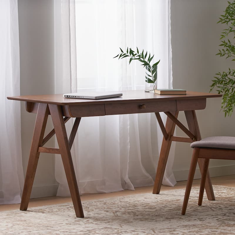 Wood Desk with Drawers, Small Computer Desk for Small Spaces