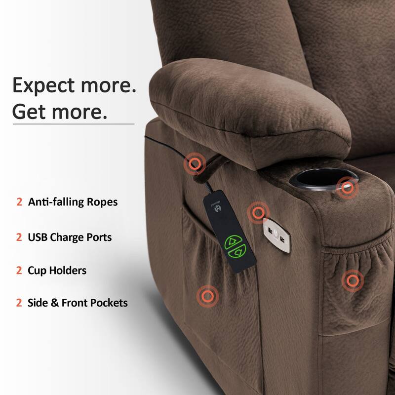 MCombo Electric Power Lift Recliner Chair with Extended Footrest, Fabric 7507