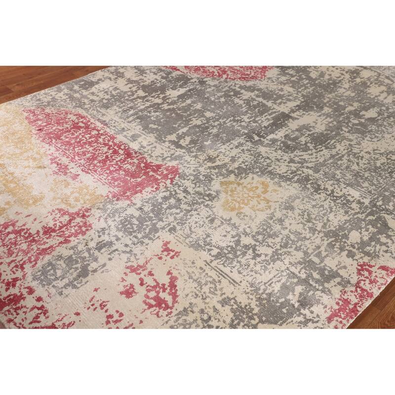 All-Over Abstract Oriental Area Rug Hand-Knotted Wool Carpet - 6'5" X 9'4"