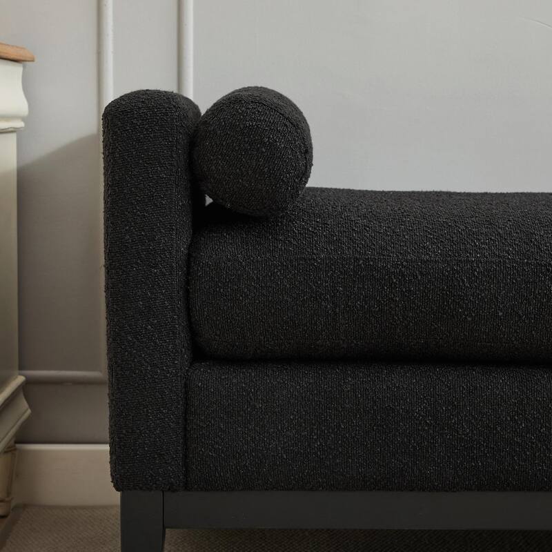 ​66" Upholstered Storage Bench - PU with Bolster Pillows