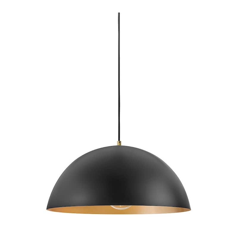 Lark 83304 Lou 1 Light 22" Wide Pendant with Steel Shade - Black / Lacquered Brass