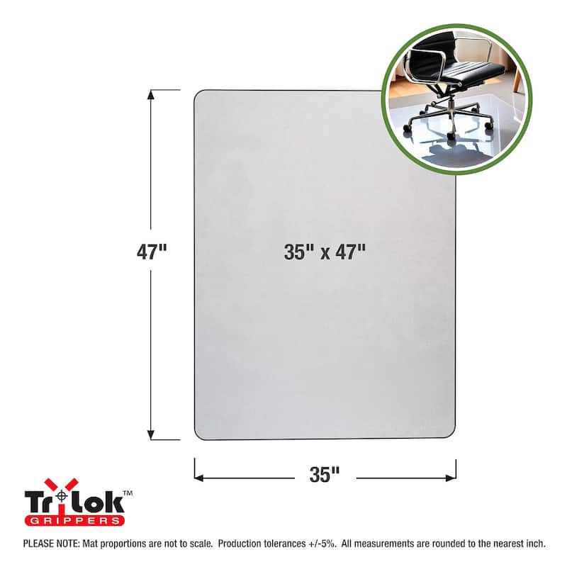 Cleartex® TrYlok® Vinyl Rectangular Chair Mat for Low Pile Carpets up to 1/4" - 35" x 47"