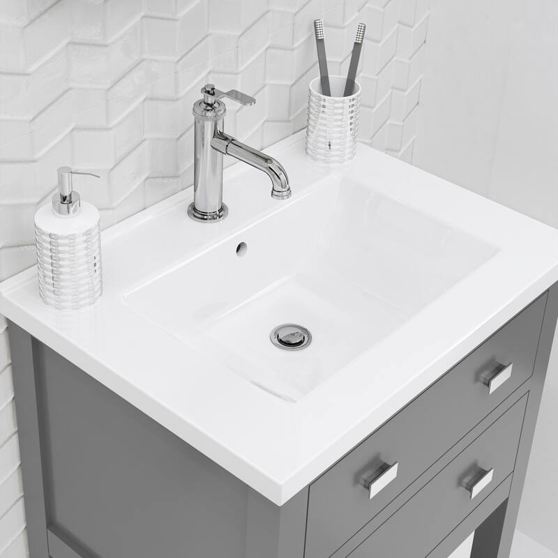 Viola 24 In. Ceramic Sink Top Vanity in Espresso with Single Faucet