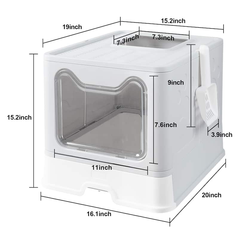 Foldable Cat Litter Box with Lid Large Top Entry Cat Toilet