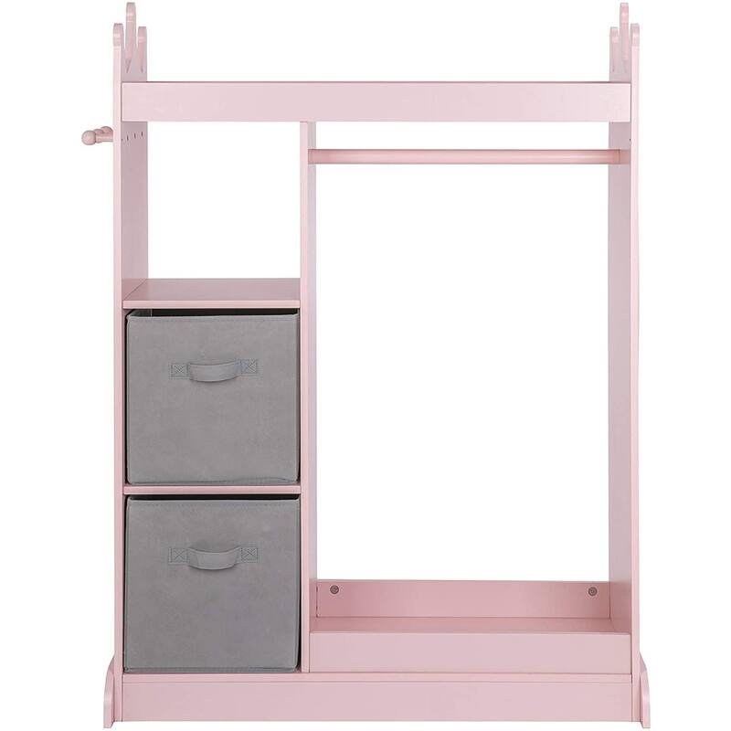 UTEX Kids Dress up Storage with Mirror and Storage Bin,Kids Armoire Dresser,Costume Closet,Pretend Storage Closet for Kids