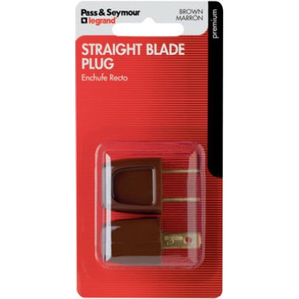 Pass & Seymour 2611BPCC10 Straight Blade Plug, 10A, 125V, Brown