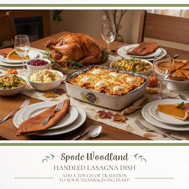 Spode Woodland 15 Inch Handled Lasagna Dish - 15 Inch x12 Inch