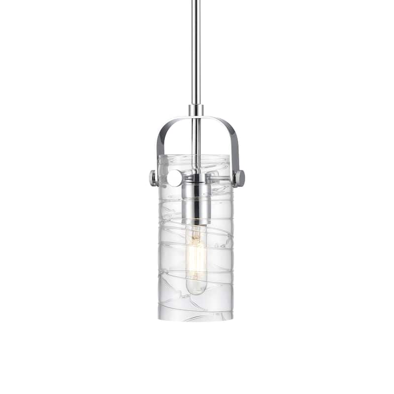 Innovations Lighting 423-1S-10-5 Pilaster II Cylinder Pendant Pilaster - Polished Chrome / Deco Swirl