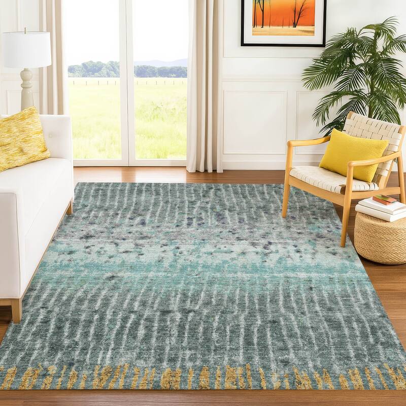 Machine Washable Indoor/ Outdoor Boho Modern Chantille Rug