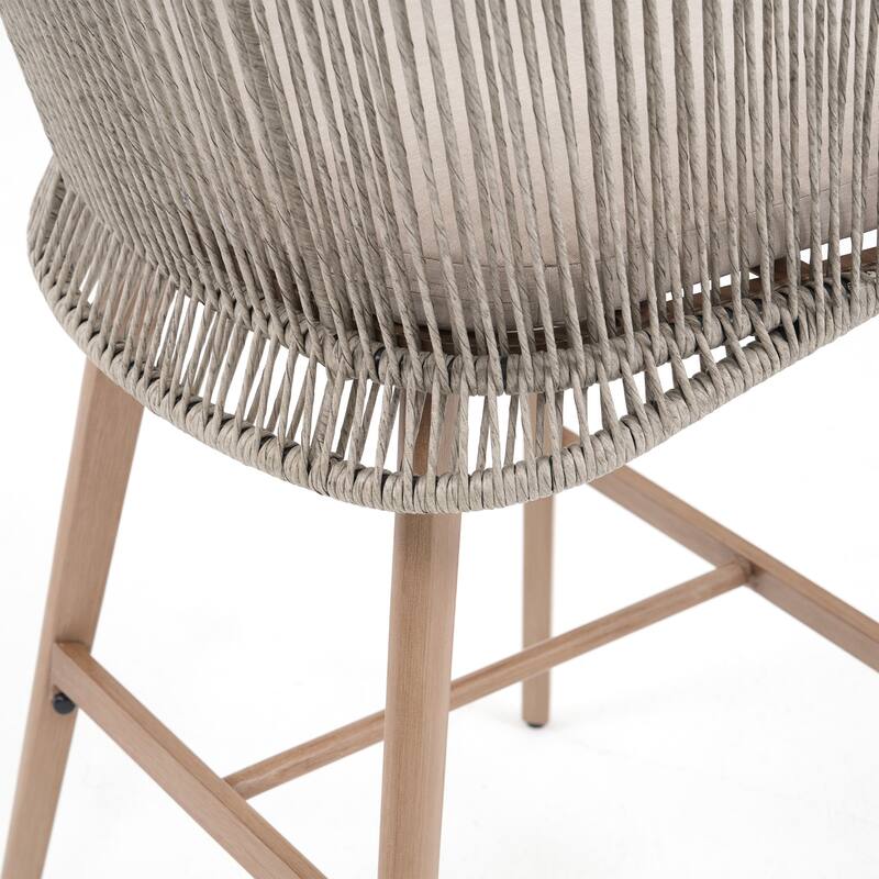 Outdoor 2-Piece Arm Barstool Chairs with Cushions