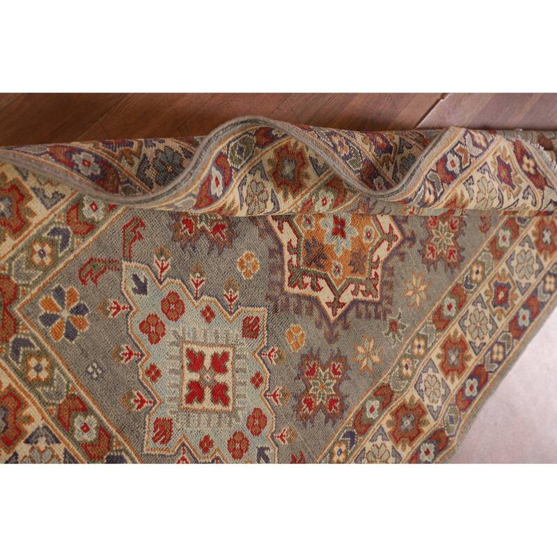 Traditional Kazak Oriental Accent Rug Hand-Knotted Wool Carpet - 3'4"x 4'9"