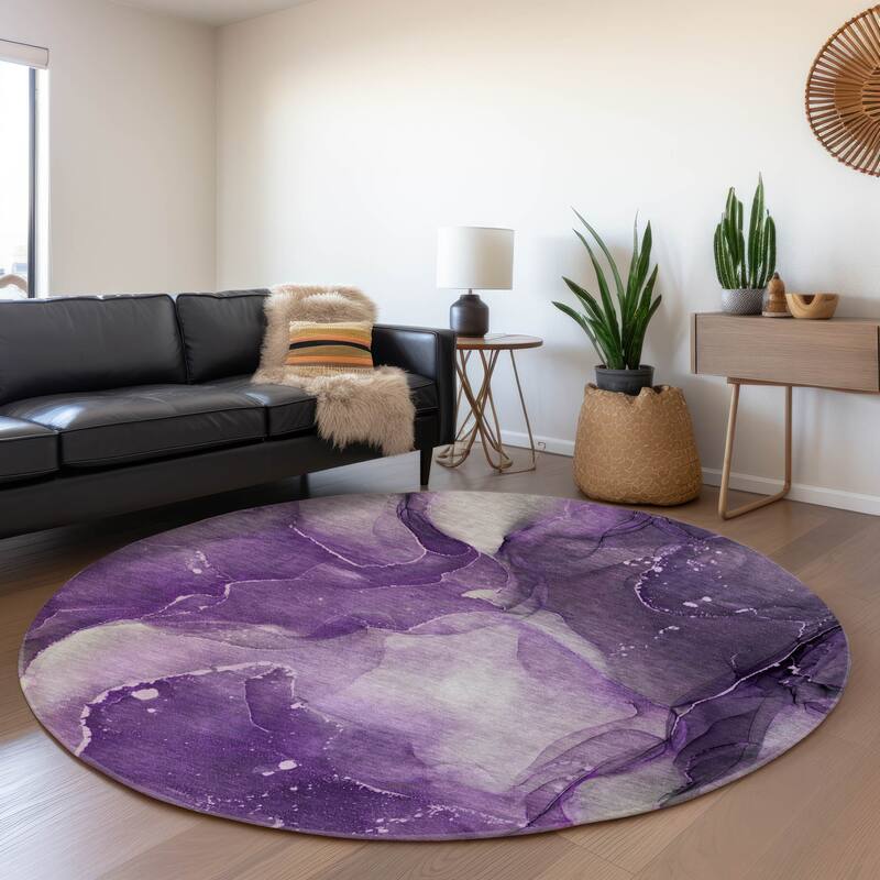 Premium Washable Super Soft Contemporary Mayfield Rug - Purple - 8' x 8'
