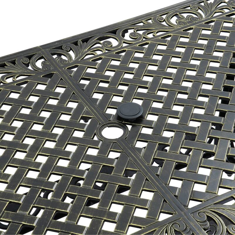 Clihome 59x35" Cast Aluminum Patio Rectangular Dining Table