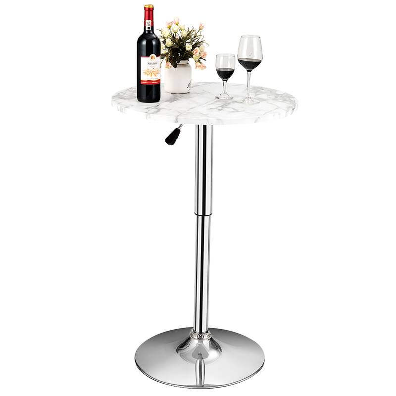Round Pub Table Height Adjustable Swivel Cocktail Pub Table with Base