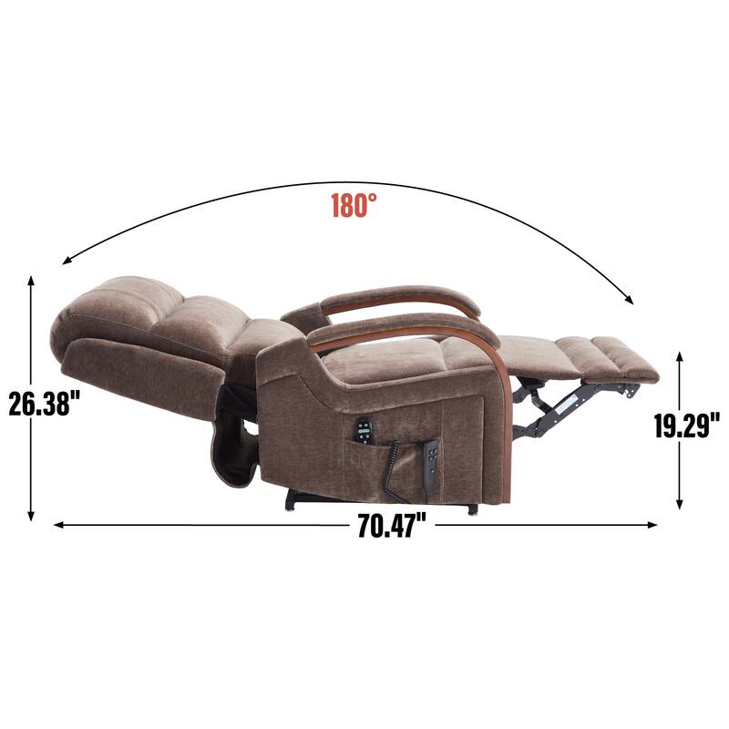 Power Lift Recliner Chair Dual Motor Infinite Position with Solid Wood Armrests, Heat Massage and Heavy Duty Motion Mechanism