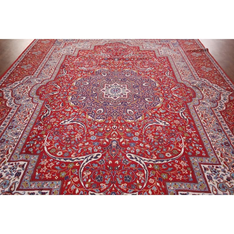 Victorian Style Red Kashan Turkish Rug Machine Made Traditional Carpet - 9'9" x 13'0"