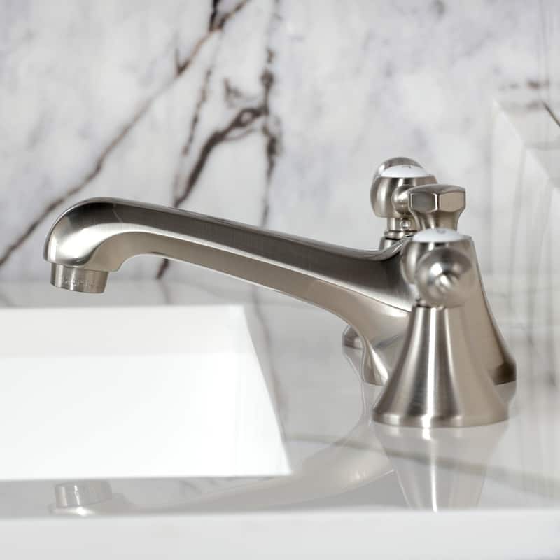 Kingston Brass Deck Mount Widespread Bathroom Faucet with Brass Pop-Up
