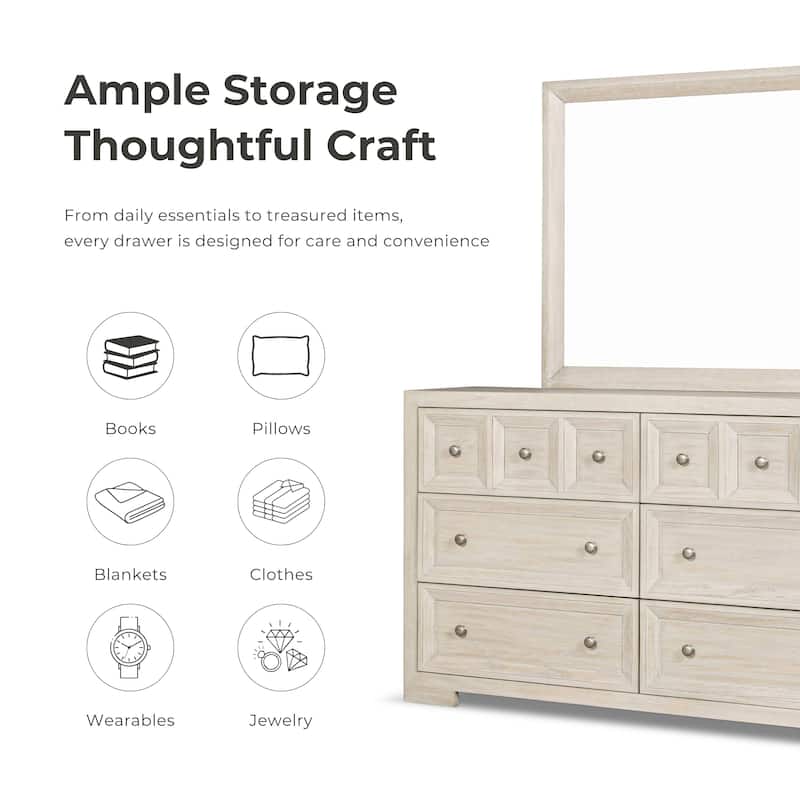 Furniture of America Durem Modern Classic 6-Piece Solid Wood Panel Bedroom Set with 3-Drawer Nightstand