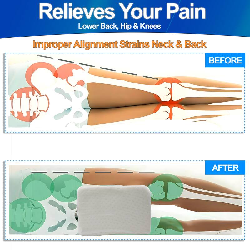 Orthopedic Cooling Gel & Memory Foam Knee Pillow,Ergonomic Leg Support Wedge,Alignment for Side Sleepers Washable Cover