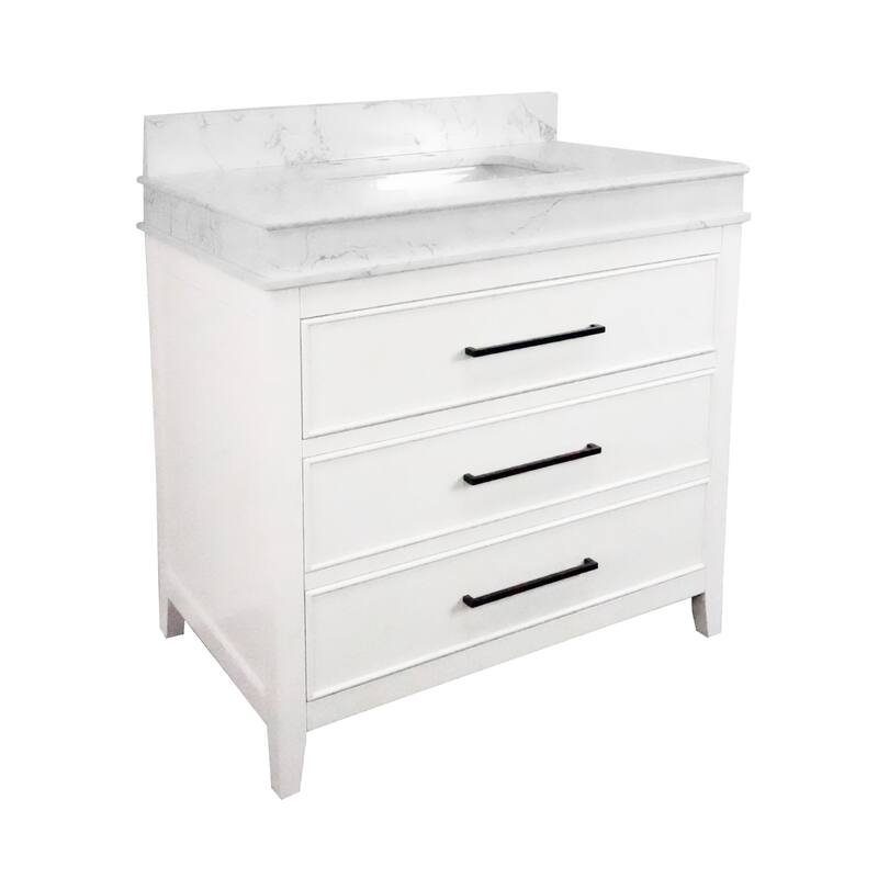 KitchenBathCollection Kensington 36" Bathroom Vanity with Engineered Marble Top