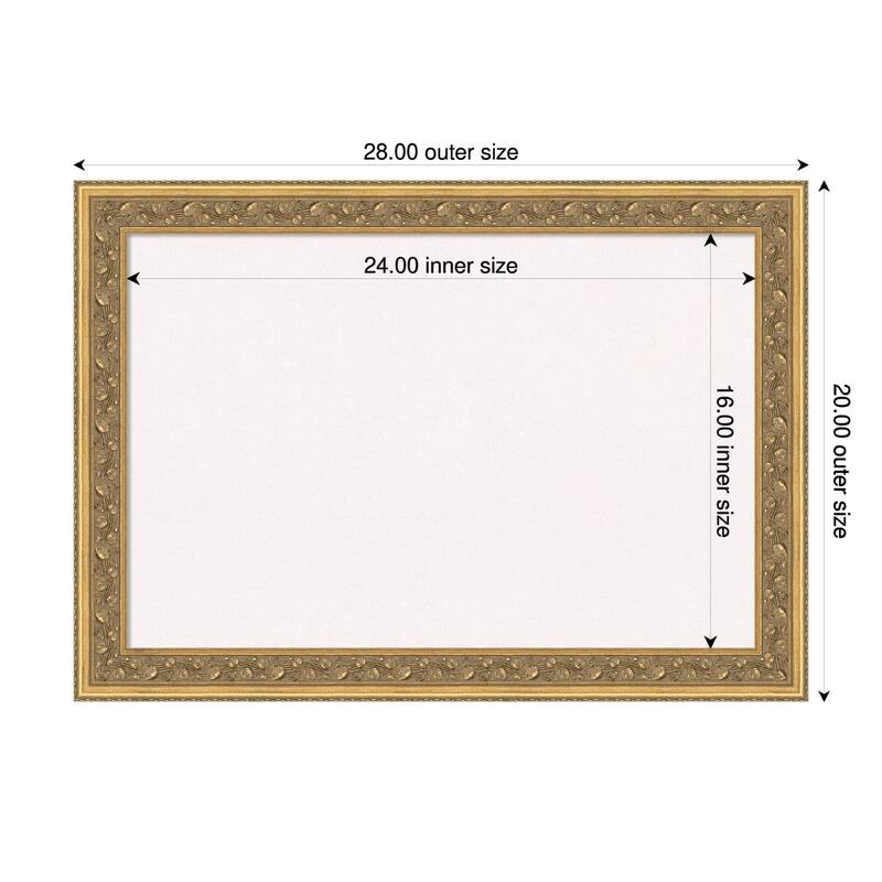 Carter Dark Gold Wood Framed Cork Board - Bulletin Board, Organization Board, Pin Board - White - 28 x 20 in
