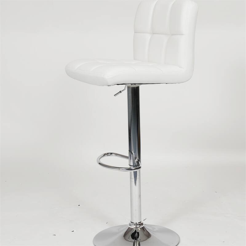 Swivel Faux Leather Adjustable Hydraulic Bar Stool, Set of 2