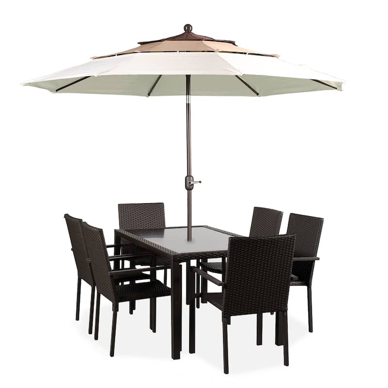 Aoodor Patio Umbrella 10 ft. for Dining Table Outdoor Market Yard Use 3 Tier Ventilation (Umbrella only)