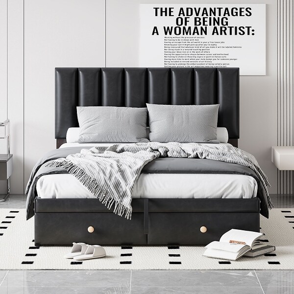 Stylish Design Full Size Upholstered Bed with Hydraulic Storage System and Drawer High Quality Materials Bed Bath Beyond 41130730
