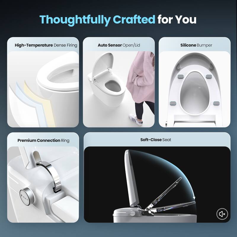 Madrid Smart Toilet Bidet Combo in White with LED Display, Off-Seat Auto Flush, Auto Open & Close Lid, Foot Sensor Operation