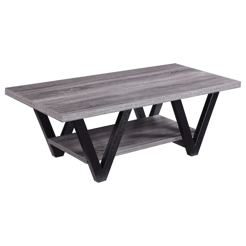 Stevens Engineered Wood Coffee Table Antique Grey and Black - Wood - Black and Grey