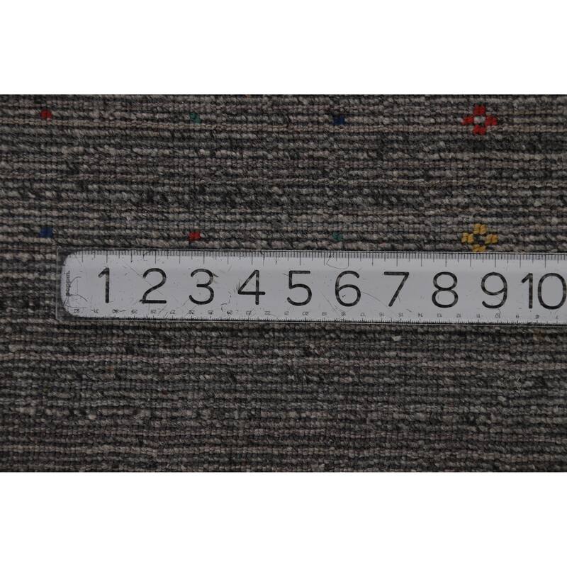 Hand Knotted Oriental 100% Wool Carpet Tribal Tribal Greys & Charcoal Gabbeh Area Rug - 9' 11'' X 7' 10''
