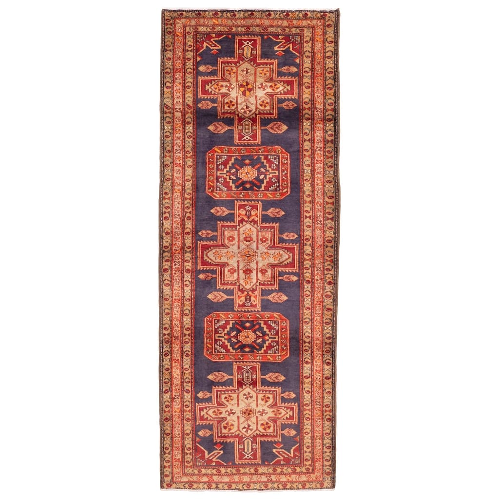 ECARPETGALLERY Hand-knotted Konya Anatolian Navy Wool Rug - 3'8 x 10'3