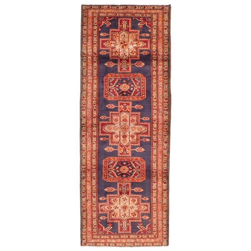 ECARPETGALLERY Hand-knotted Konya Anatolian Navy Wool Rug - 3'8 x 10'3