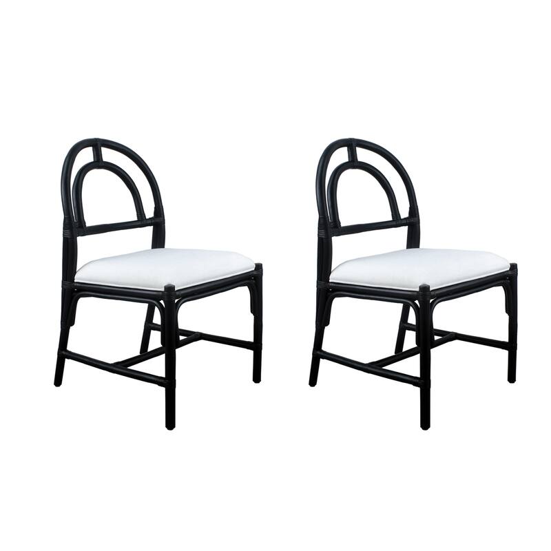 Arched Rattan Handmade Cushioned Dining Chairs (Set of 2) by East at Main
