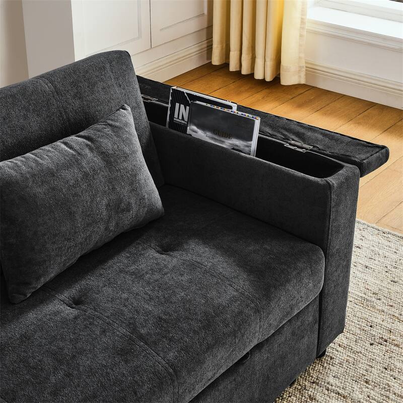 Pull-Out Sleeper Sofa Bed with Adjustable Backrest and USB Port