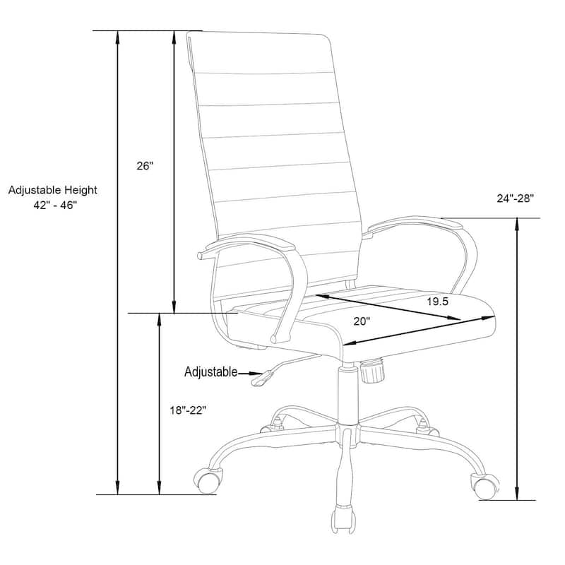 High-Back Office Chair Gold Frame - Adjustable Ergonomic Desk Chair - Executive Leather Chair