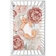 preview thumbnail 3 of 4, Boho Shabby Chic Floral Girl Fitted Mini Portable Crib Sheet Ivory Bohemian Vintage Garden Watercolor Flower Nature Elegant Rose