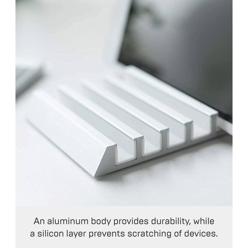 Yamazaki Home Phone and Tablet Stand - Aluminum, Aluminum - L 5.12 x W 3.94 x H 0.71 inches