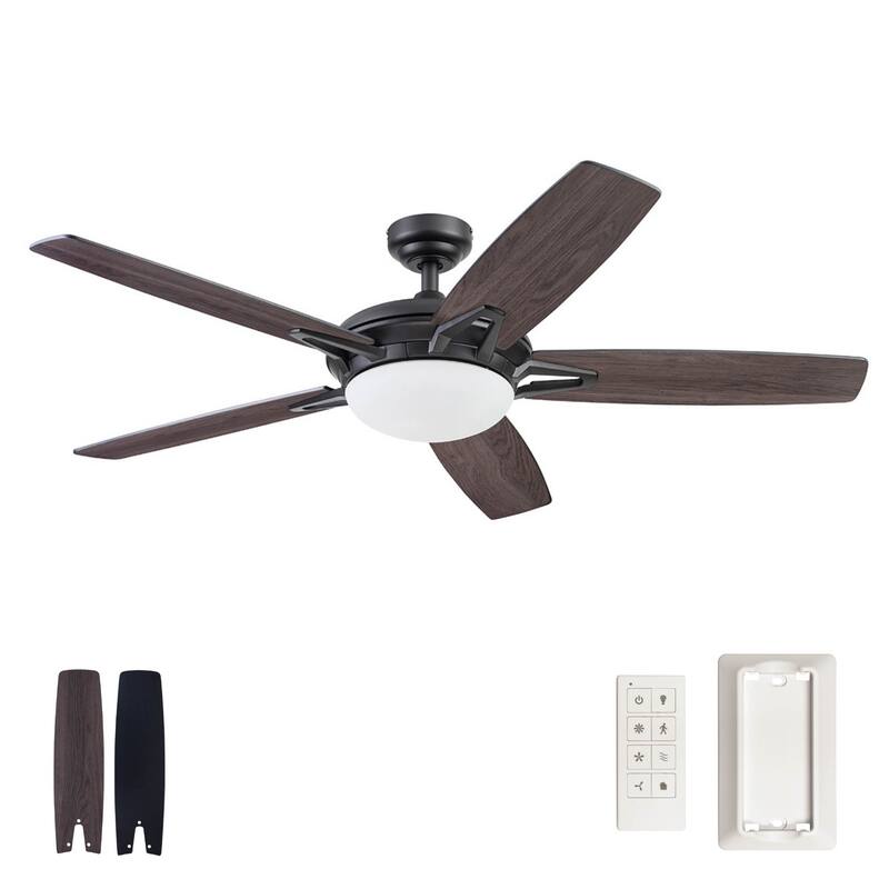 52" Prominence Home Clancy Matte Black Contemporary LED Ceiling Fan with Light, Remote Control