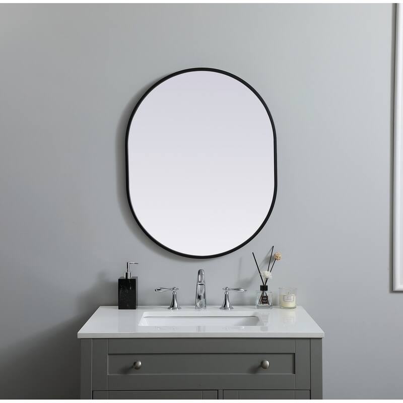 Indigo Home Metal Frame Oval Mirror 24x30 Inch