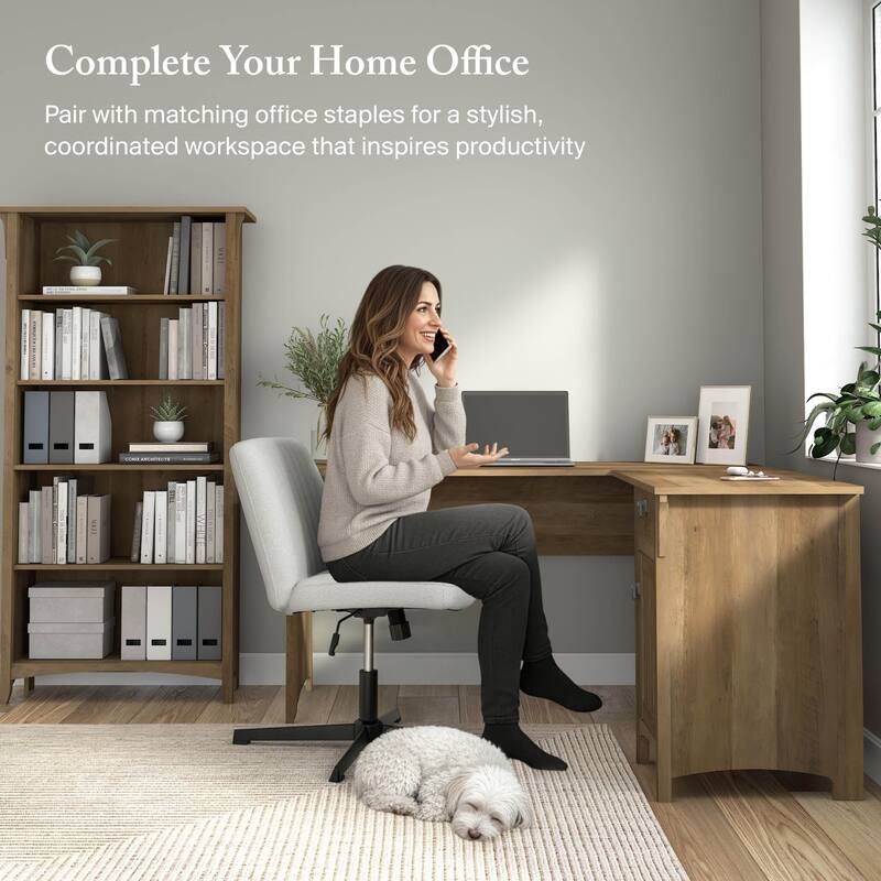 Bush Furniture Salinas 60W L Shaped Desk with Drawers and Storage